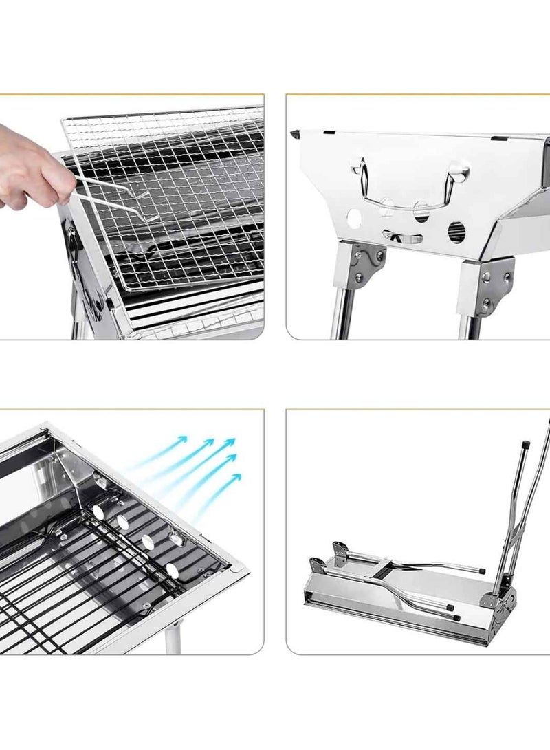 BBQ Grill Stainless Steel Outdoor Bharcoal Barbecues & Smokers Portable Colding Camping Table With Storage Lightweight 73 CM X 33 CM X 70 CM