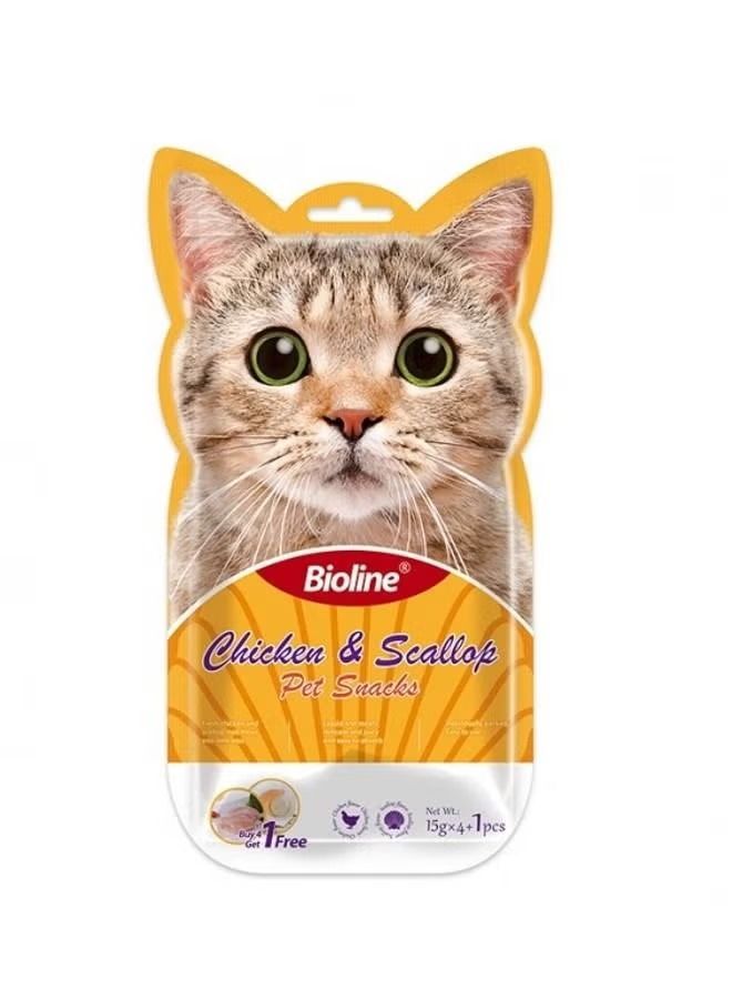 Bioline cat treats chicken and scallop 15g x 5 pcs