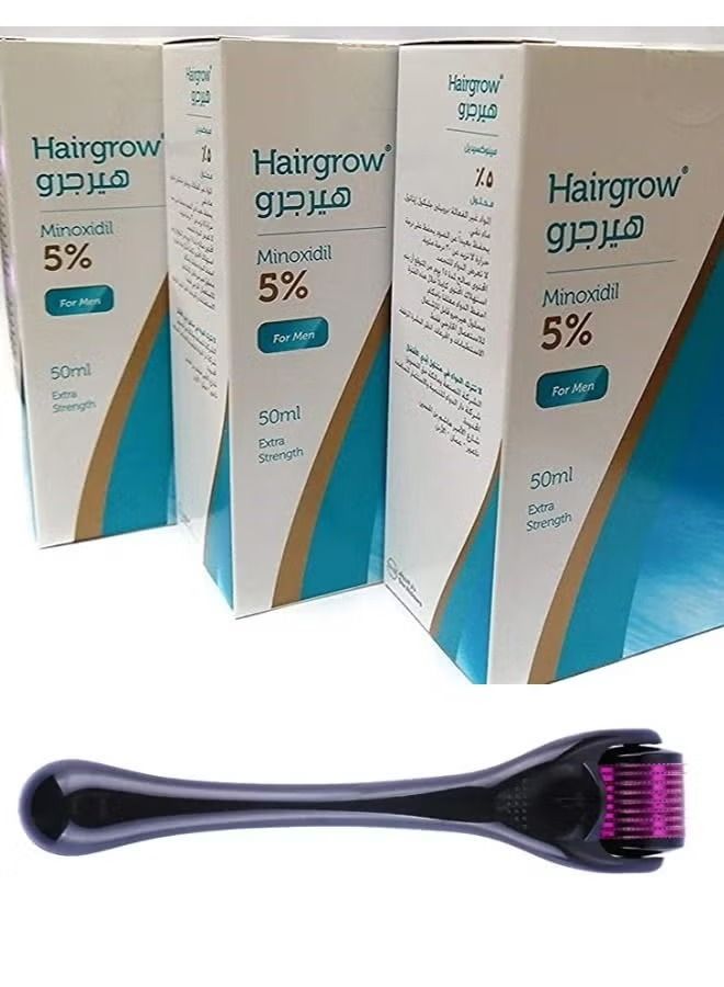 Pack of 3 Hair grow Minoxidil With Derma Roller