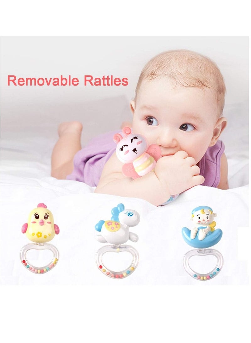 Baby Musical Mobile Crib With Timing Function Projector Lights And Rattle,Remote Control Music Box For Newborn Boy Girl Toddles Sleep