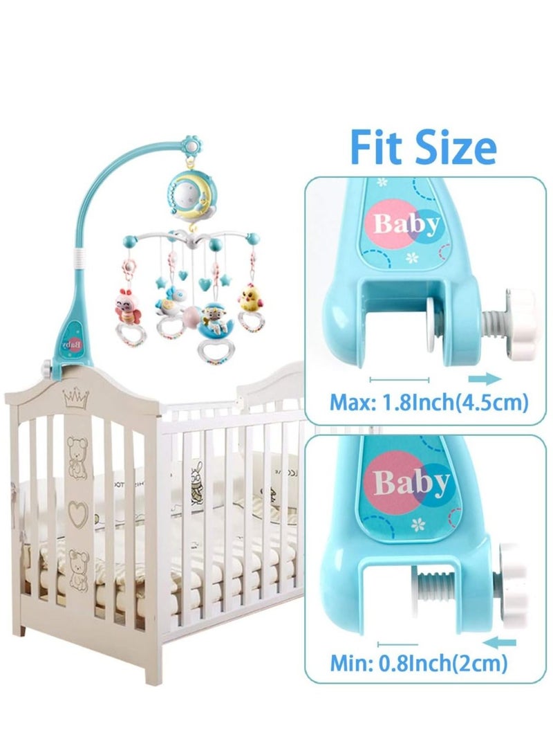 Baby Musical Mobile Crib With Timing Function Projector Lights And Rattle,Remote Control Music Box For Newborn Boy Girl Toddles Sleep