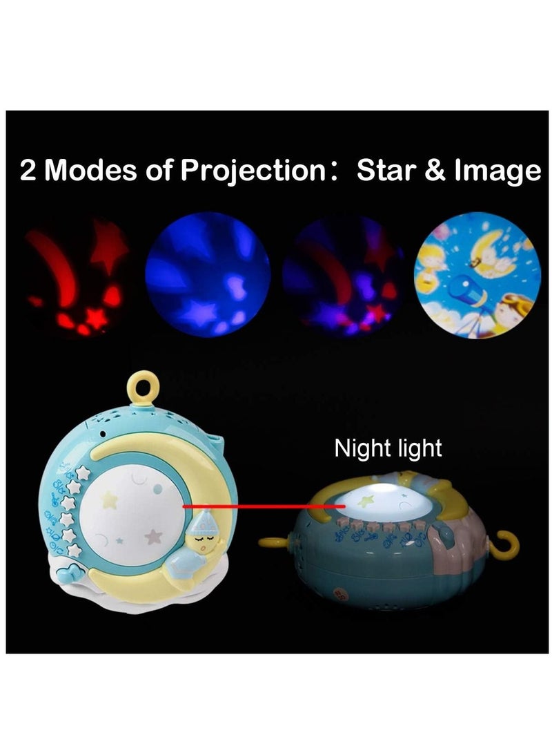 Baby Musical Mobile Crib With Timing Function Projector Lights And Rattle,Remote Control Music Box For Newborn Boy Girl Toddles Sleep