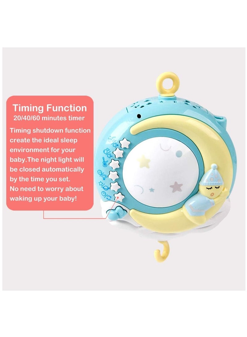 Baby Musical Mobile Crib With Timing Function Projector Lights And Rattle,Remote Control Music Box For Newborn Boy Girl Toddles Sleep