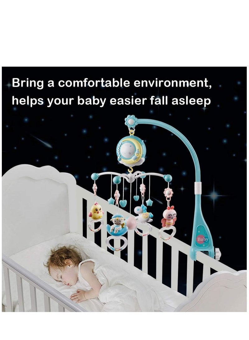 Baby Musical Mobile Crib With Timing Function Projector Lights And Rattle,Remote Control Music Box For Newborn Boy Girl Toddles Sleep