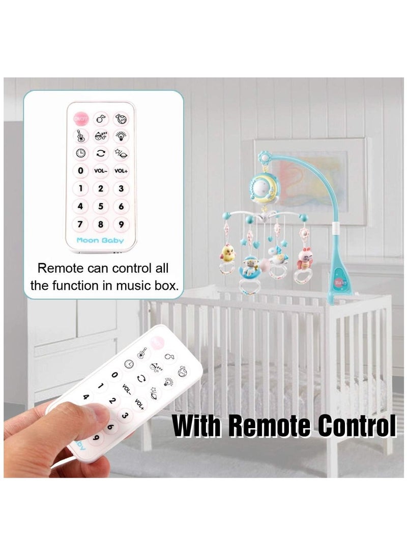 Baby Musical Mobile Crib With Timing Function Projector Lights And Rattle,Remote Control Music Box For Newborn Boy Girl Toddles Sleep