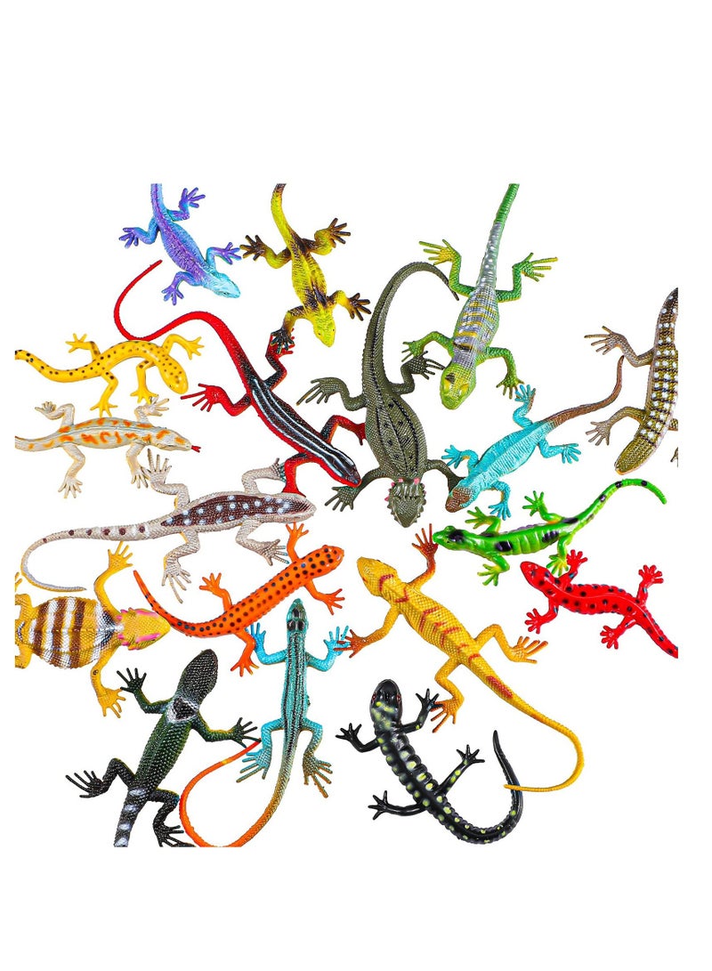 18 Piece Plastic Lizard Toys Colorful Plastic Fake Lizards Artificial Model Reptile Lizard for Teens Adults Decoration Figure Educational Toys Halloween Party Favors Decoration