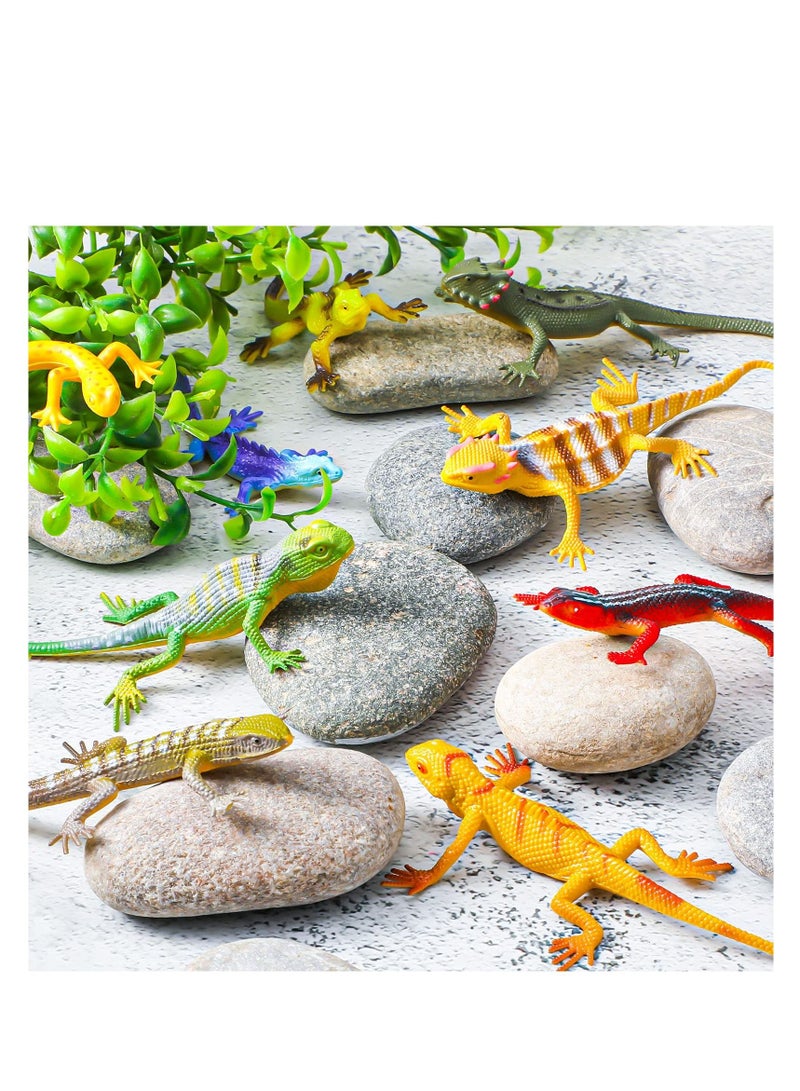 18 Piece Plastic Lizard Toys Colorful Plastic Fake Lizards Artificial Model Reptile Lizard for Teens Adults Decoration Figure Educational Toys Halloween Party Favors Decoration