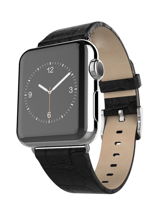 Leather Replacement Strap For Apple Watch Series 3/2/1 Black