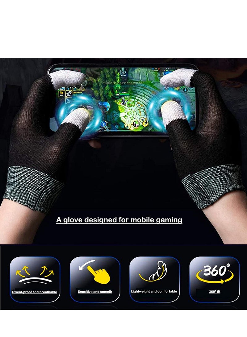 Gaming Gloves The latest silver fiber G1 material breathable Sweatproof Finger Gloves Touch Screen Game Controller Thumb Finger Case for PUBG Mobile Phone Games AccessoriesA pair