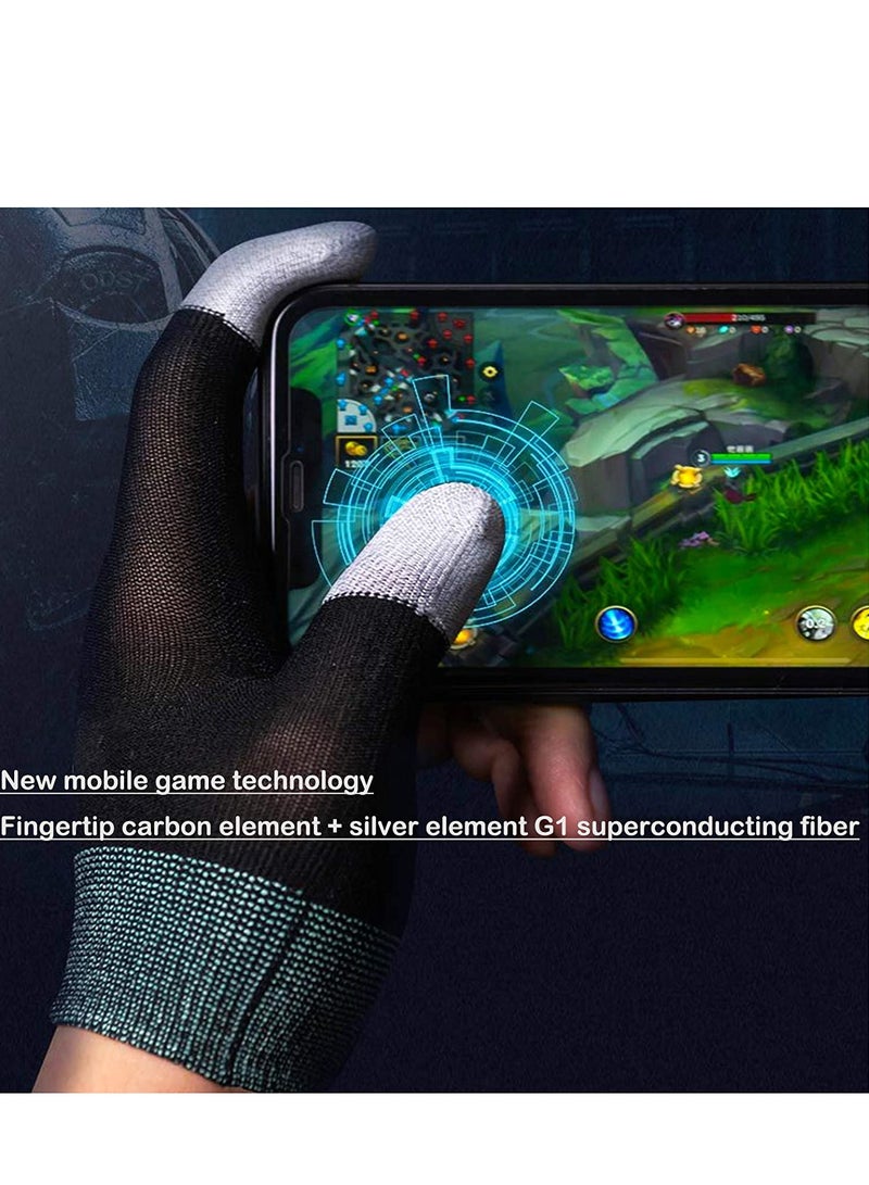 Gaming Gloves The latest silver fiber G1 material breathable Sweatproof Finger Gloves Touch Screen Game Controller Thumb Finger Case for PUBG Mobile Phone Games AccessoriesA pair