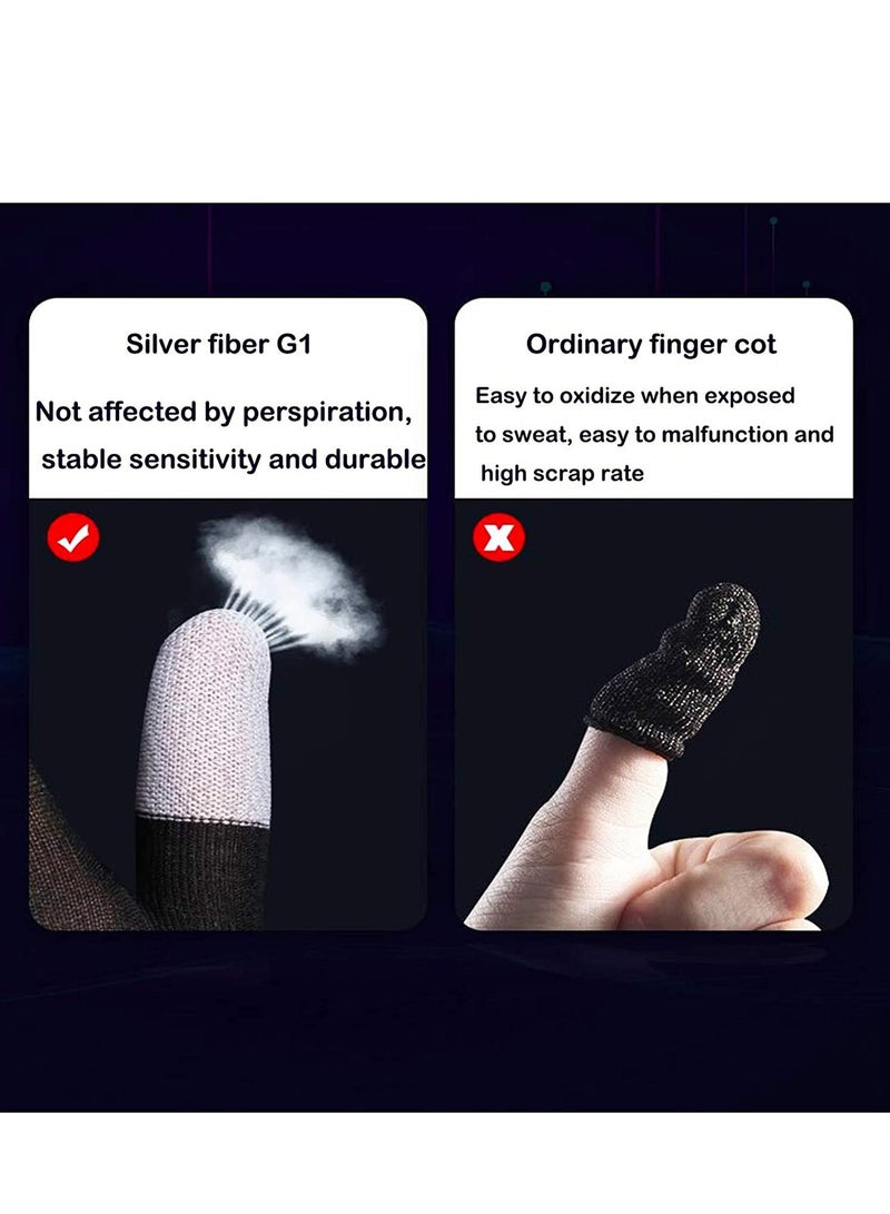 Gaming Gloves The latest silver fiber G1 material breathable Sweatproof Finger Gloves Touch Screen Game Controller Thumb Finger Case for PUBG Mobile Phone Games AccessoriesA pair
