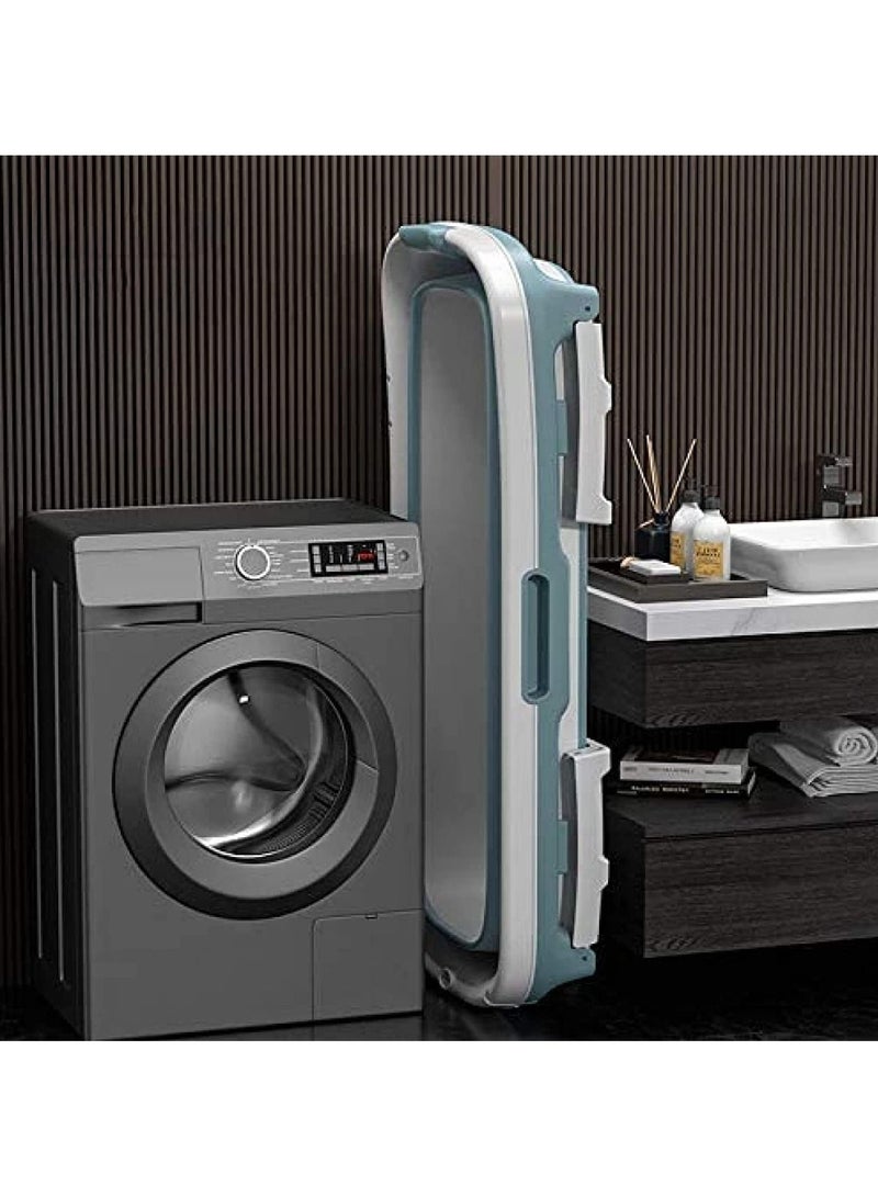 Portable Adult Folding Bathtub Blue Large Shower Bucket with Cover