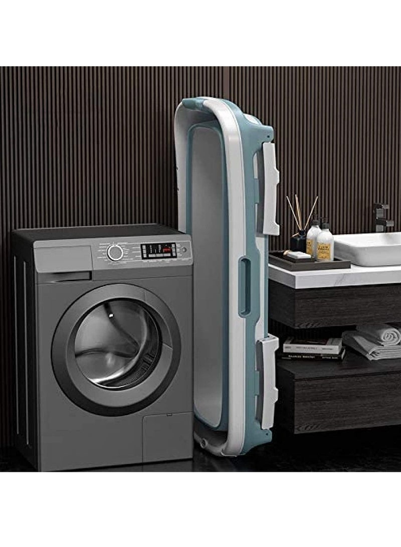 Bathtub, portable bathtub, barrel welding steam bath, folding bath, mobile bathtub for adults, plastic folding bathtub for thickening, house sauna (blue with cover)