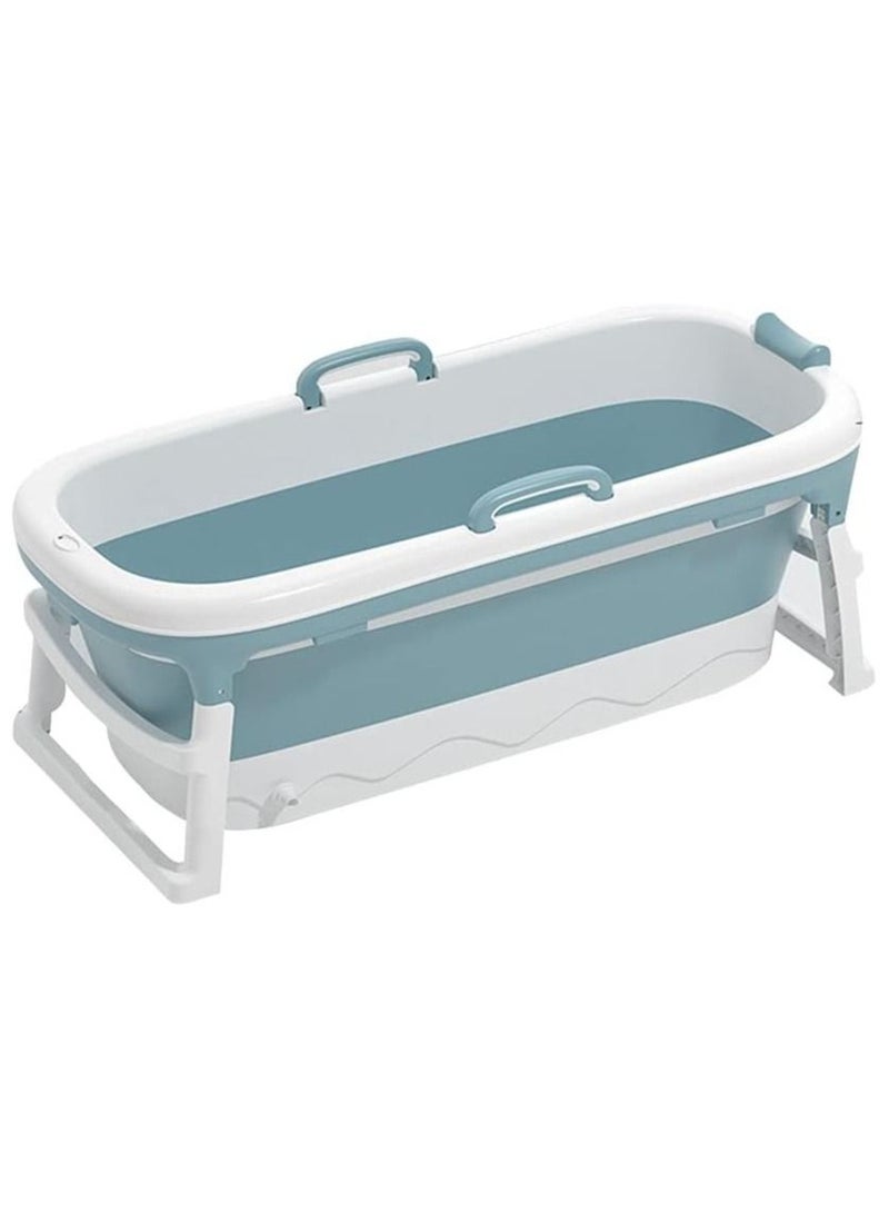 Portable Bathtub For Adults, Foldable Children Tub Household Bath Basin, Constant Temperature with Cover Blue