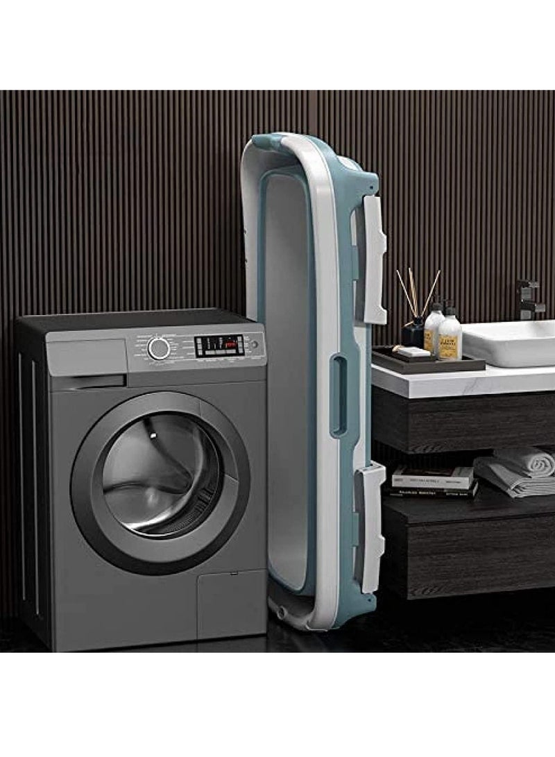 Portable Bathtub For Adults, Foldable Children Tub Household Bath Basin, Constant Temperature with Cover Blue