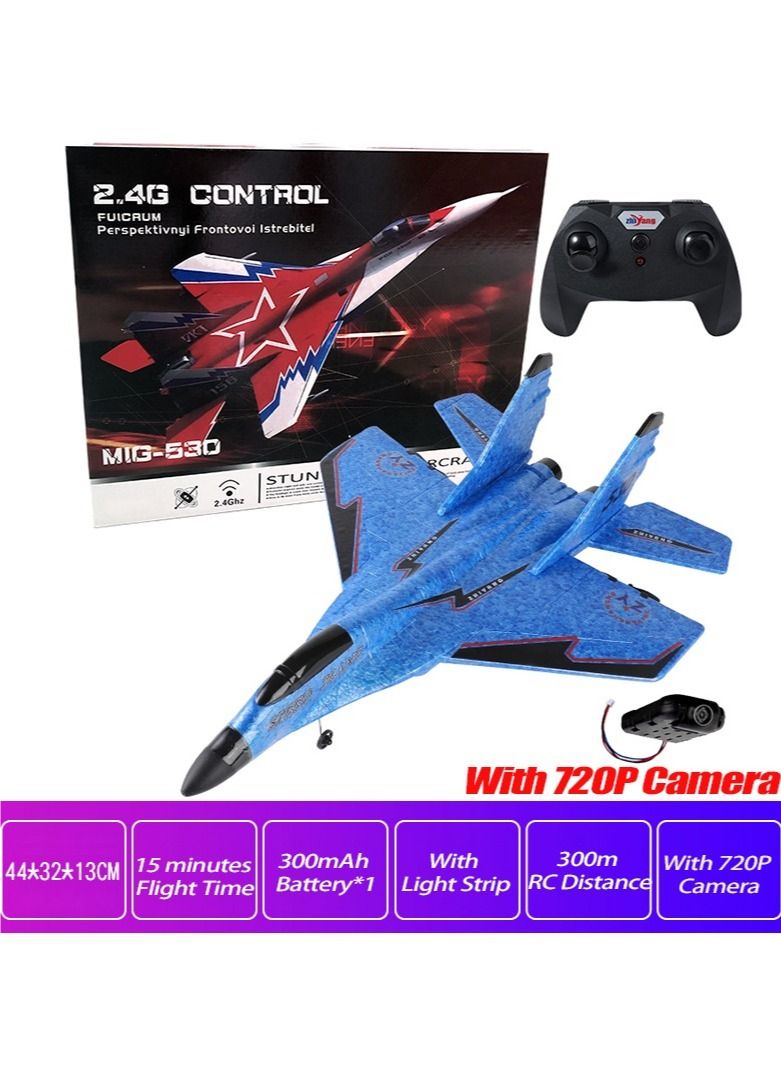 RC Foam Aircraft Remote Control Airplane Foam Toys for Children ZY-530 Blue With 720P