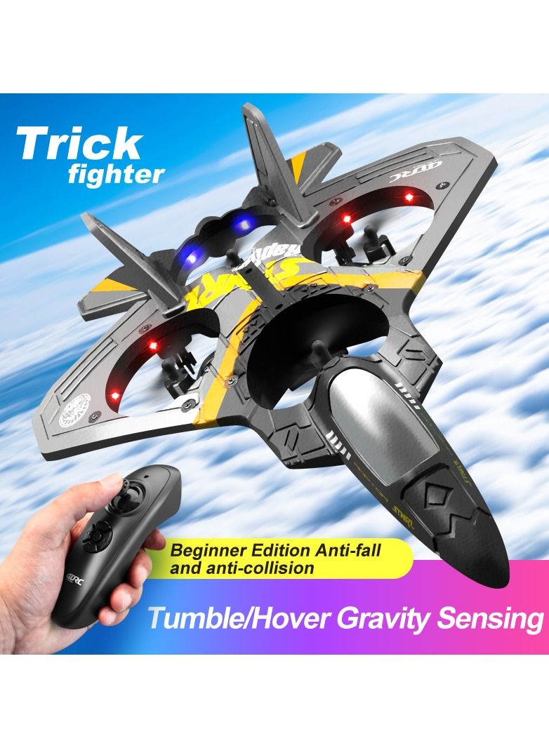 V17 RC Plane Airplane Remote Controlled Aircraft 2.4GHz RC Aircraft with Remote Control with LED Light 2.4GHz Remote Control Airplane with 360° Spin