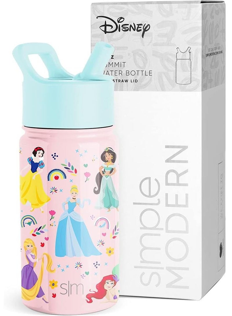 Princesses Combo: Kids Backpack 12L and Insulated Water Bottle 14oz for School Girls