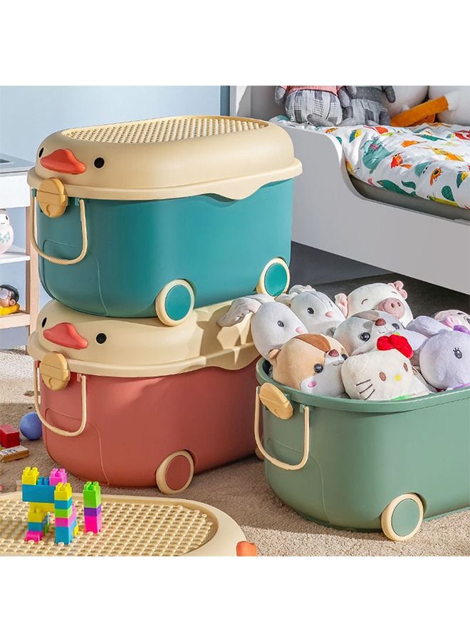 Kids Toy Storage Box Children Toy Box Large Storage Bin Rolling Storage Organizer/Basket/Trunk for Kids Clothes Toys Storage Cube Home Chest Toy Storage Organizer Container with Wheels for Kids