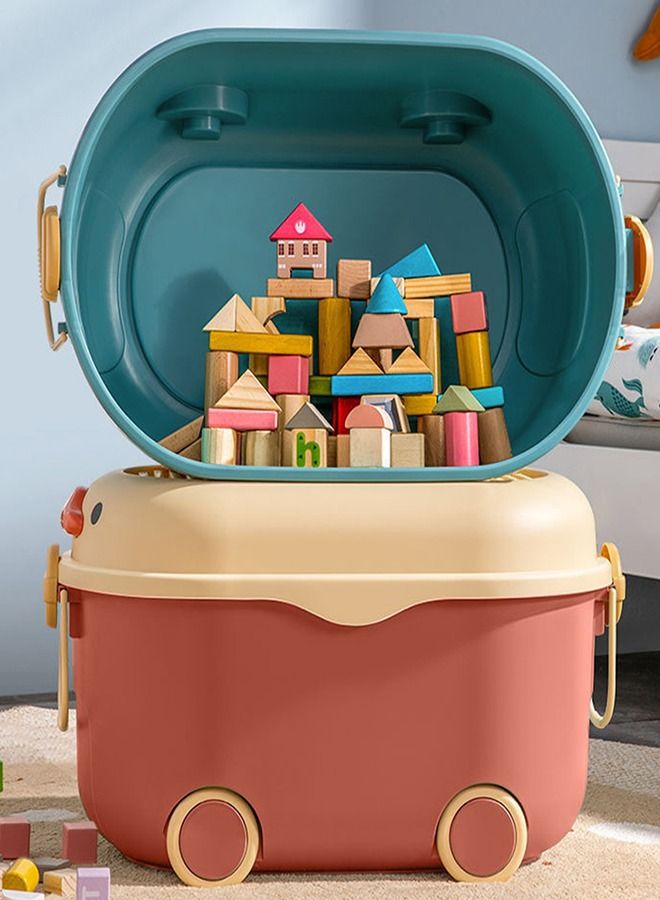 Kids Toy Storage Box Children Toy Box Large Storage Bin Rolling Storage Organizer/Basket/Trunk for Kids Clothes Toys Storage Cube Home Chest Toy Storage Organizer Container with Wheels for Kids