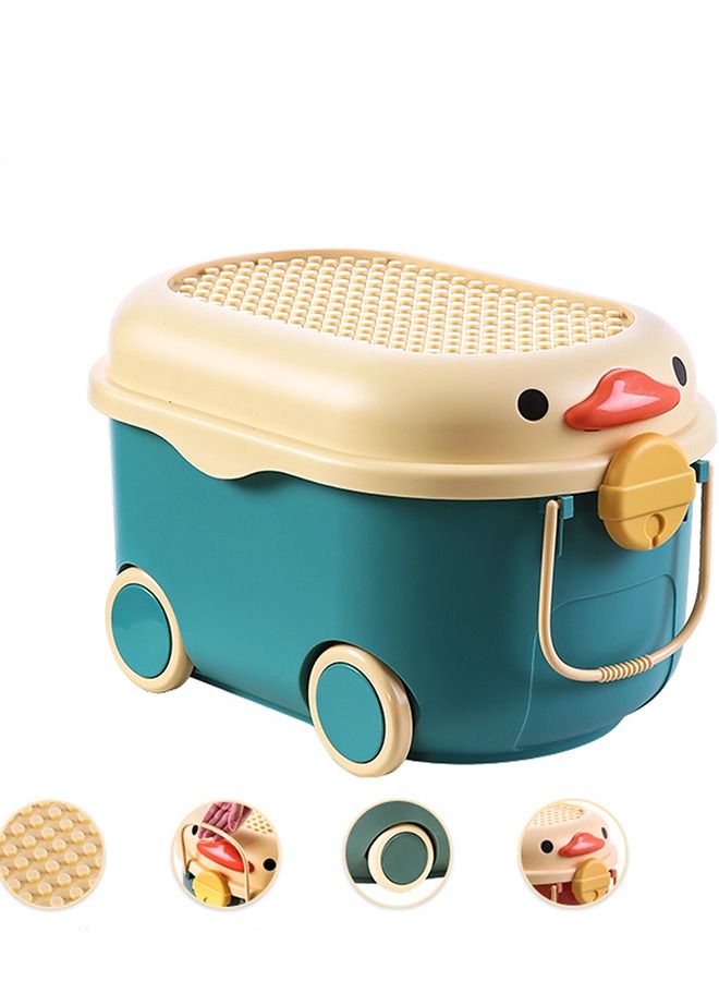 Kids Toy Storage Box Children Toy Box Large Storage Bin Rolling Storage Organizer/Basket/Trunk for Kids Clothes Toys Storage Cube Home Chest Toy Storage Organizer Container with Wheels for Kids