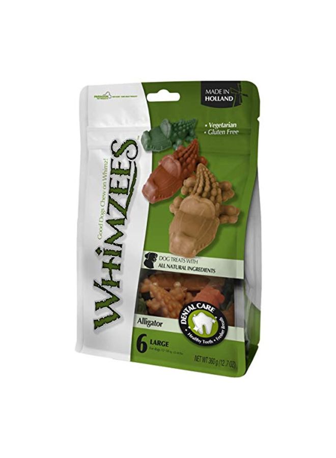 Pack Of 6 Alligator Shaped Natural Dog Treat Set Green/Beige/Brown