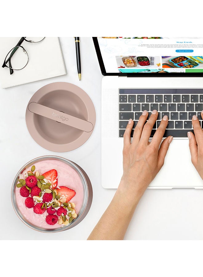 Stainless Insulated Food Container Triple Layer Insulation, Leak Proof Lid, Wide Mouth Design Sustainable 2.4 Cup Capacity, Food - Grade Materials, Ideal For Cool Or Warm Food - Rose Gold