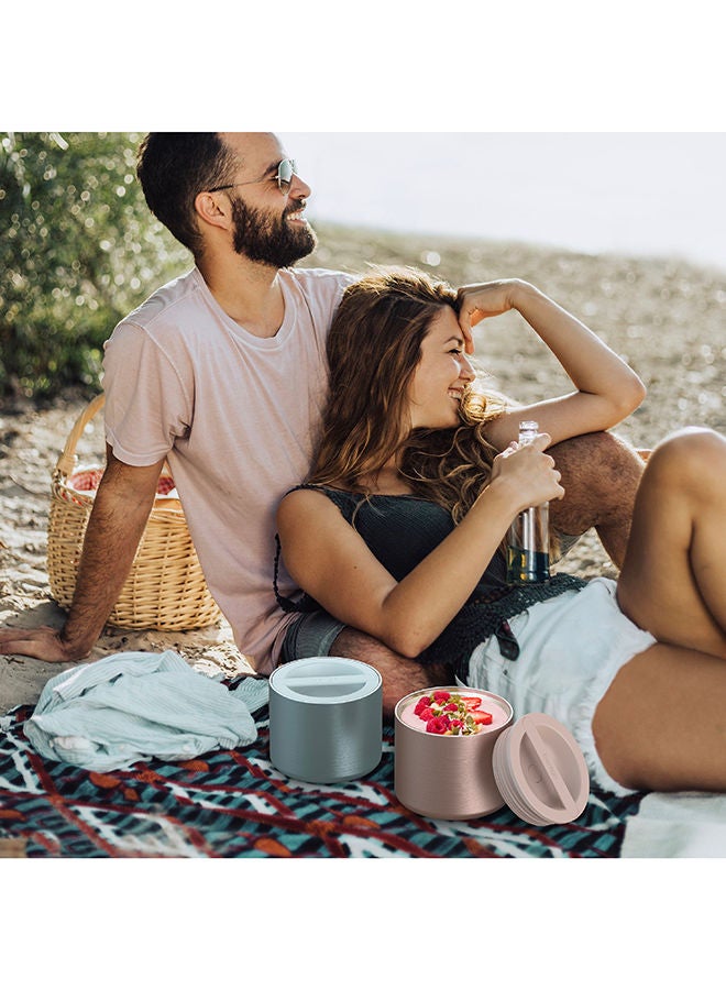 Stainless Insulated Food Container Triple Layer Insulation, Leak Proof Lid, Wide Mouth Design Sustainable 2.4 Cup Capacity, Food - Grade Materials, Ideal For Cool Or Warm Food - Rose Gold