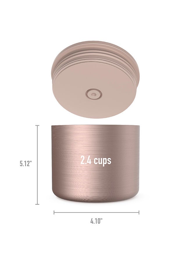 Stainless Insulated Food Container Triple Layer Insulation, Leak Proof Lid, Wide Mouth Design Sustainable 2.4 Cup Capacity, Food - Grade Materials, Ideal For Cool Or Warm Food - Rose Gold