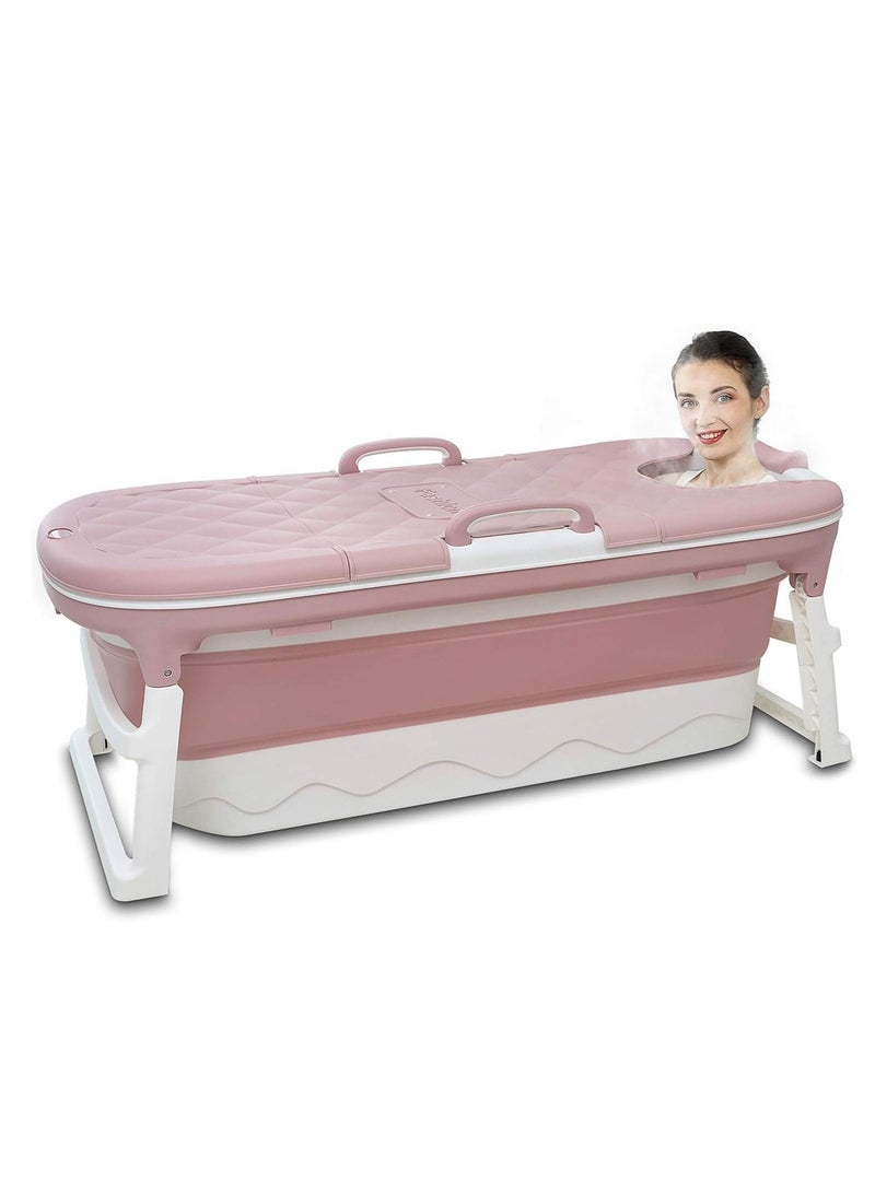 Folding Bathtub Large Hot Tub, Swimming Pool Bath Bucket Adult Long Insulation Time with Easy Drain Design