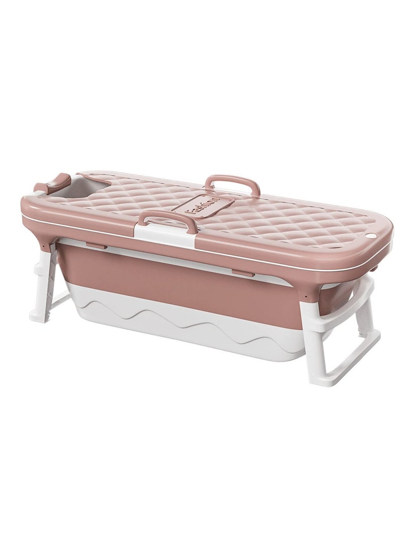 Foldable Mobile Bathtub for Adults with Soap Basket, Removable Lid and Massage Rollers, Ideal for Small Bathrooms