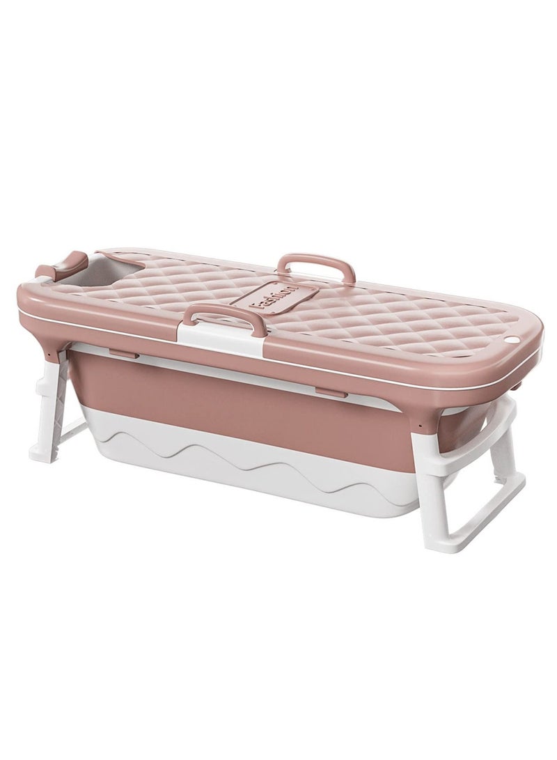 Folding Bathtub, TPE + PP Bath Barrel, Simple Bathtub Non-slip Bathtub for Kids and Adults, Intelligent Temperature, Double-edged Edging, Home Health Bathtub