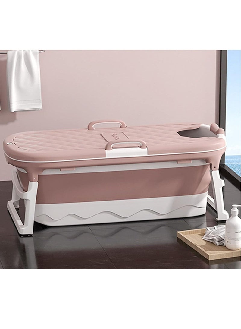 Folding Bathtub, TPE + PP Bath Barrel, Simple Bathtub Non-slip Bathtub for Kids and Adults, Intelligent Temperature, Double-edged Edging, Home Health Bathtub