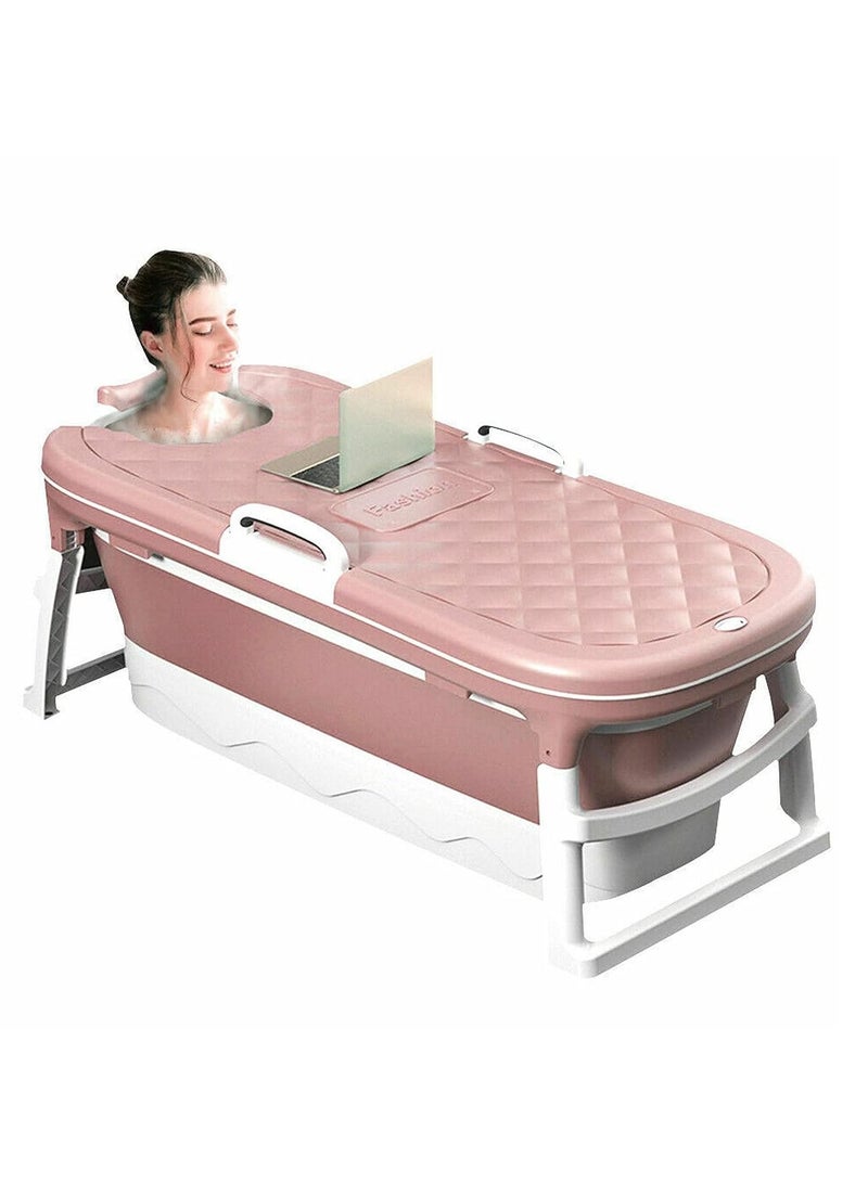 Portable Bathtub, Large Foldable Bathtub For AdultChildrenToddlers, Freestanding Bathtubs Bath Tub With Lid Handle Drain Hose