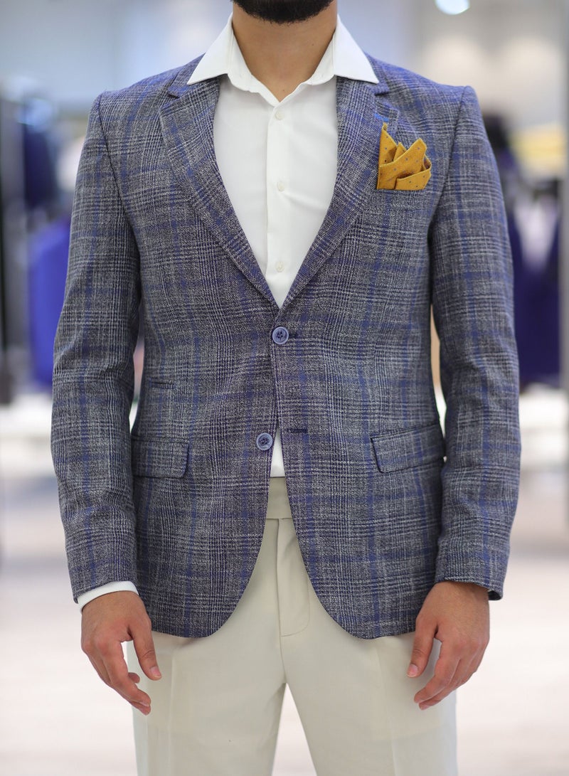 Men's Checks Linen Blazer