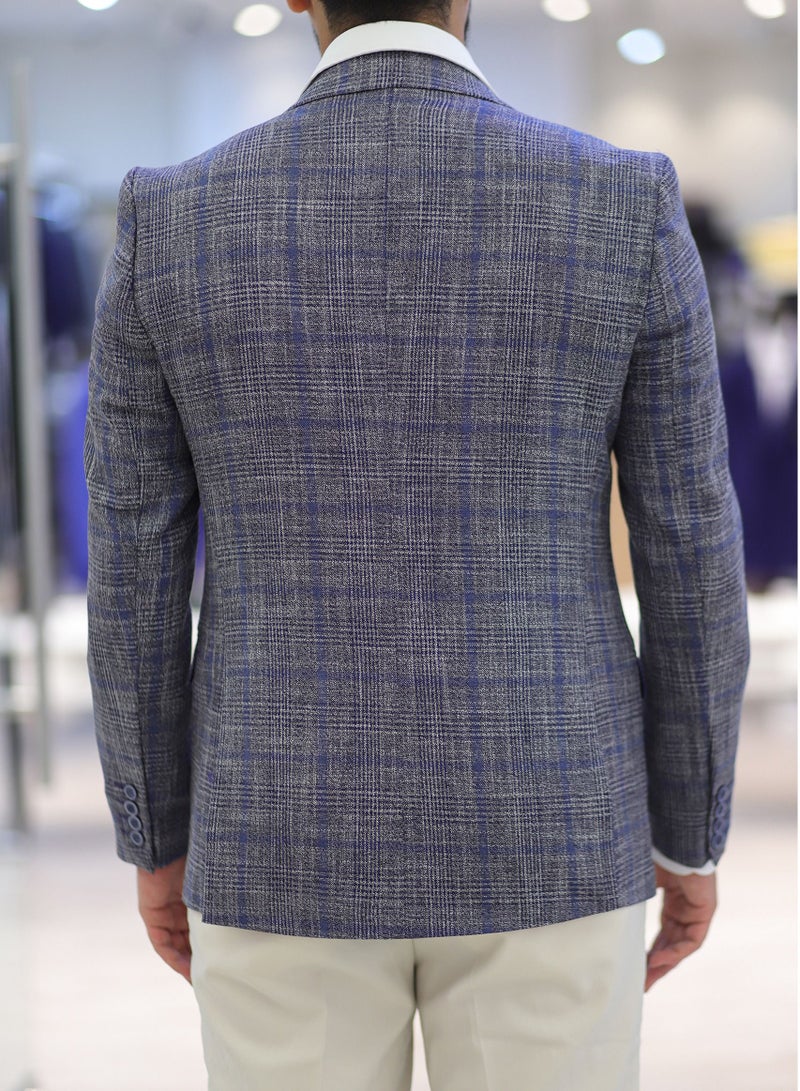 Men's Checks Linen Blazer