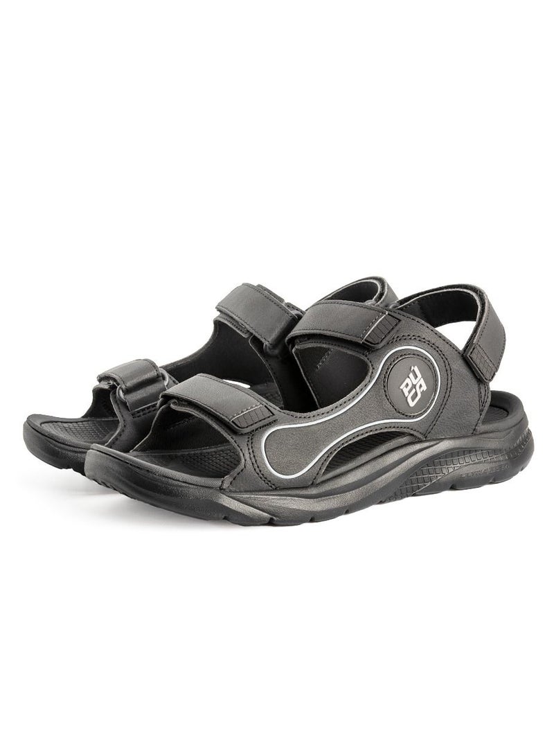 PUCA Sandals For Men | Comfortable Men's Sandals| Phylon Outsole | Anti-Skid | Velcro | Gripper Black