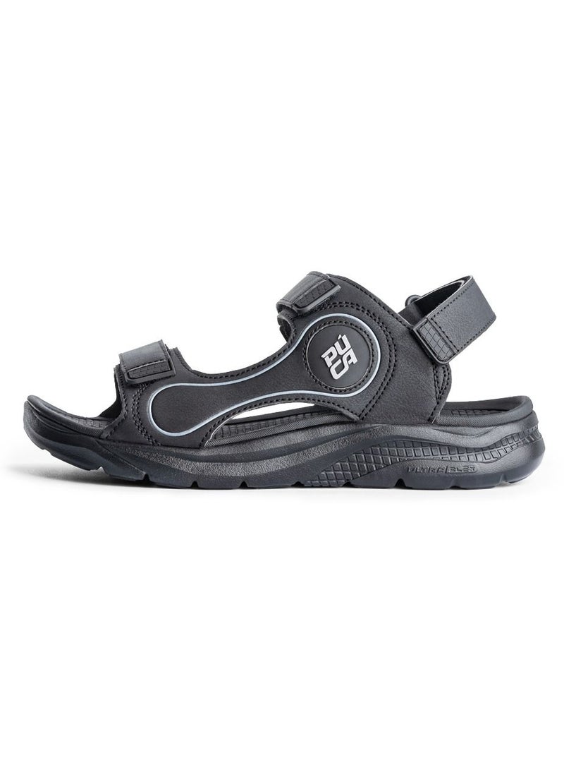 PUCA Sandals For Men | Comfortable Men's Sandals| Phylon Outsole | Anti-Skid | Velcro | Gripper Black