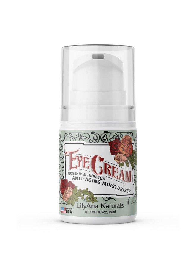 Eye Cream Dark Circles & Puffiness Remedy Antiaging Reduces Fine Lines & Wrinkles Rosehip & Hibiscus 0.5Oz