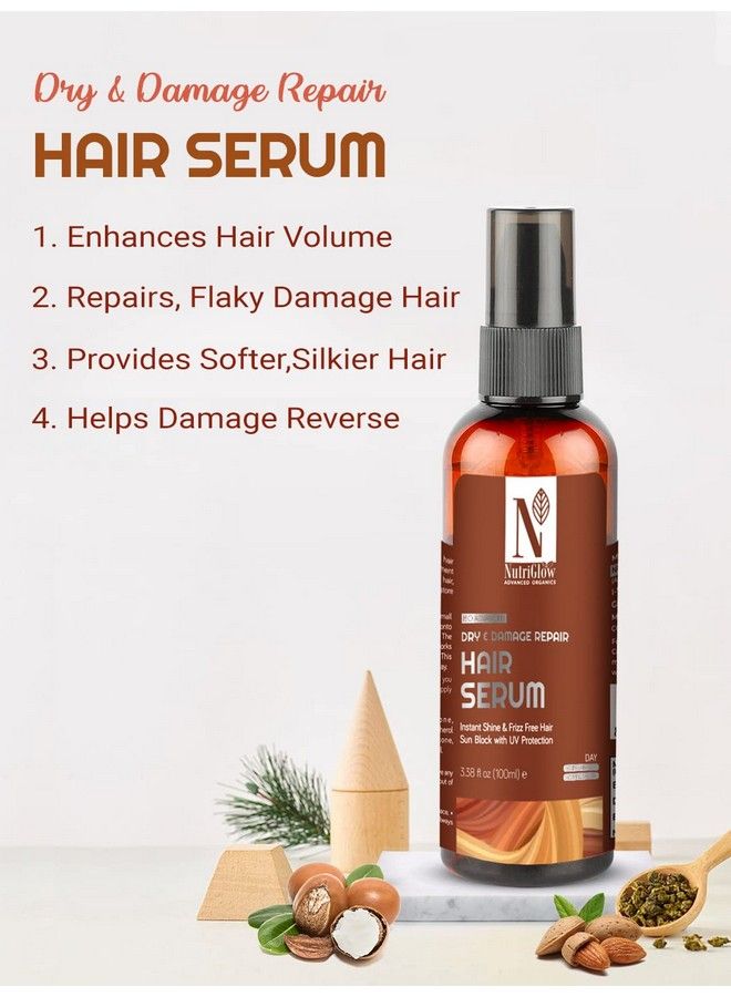 Advanced Organics Hair Repair Serum For Dry Damageunmanageable And Frizzy Hair Ultimate Nourishment Instant Shine Healthy Hair All Hair Types Sulphate Free 100 Ml