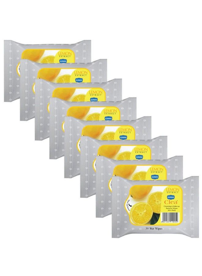 Clea Cleansing Makeup Remover Wipes (Pack Of 8) (30 Wipes Per Pack) (Lemon)