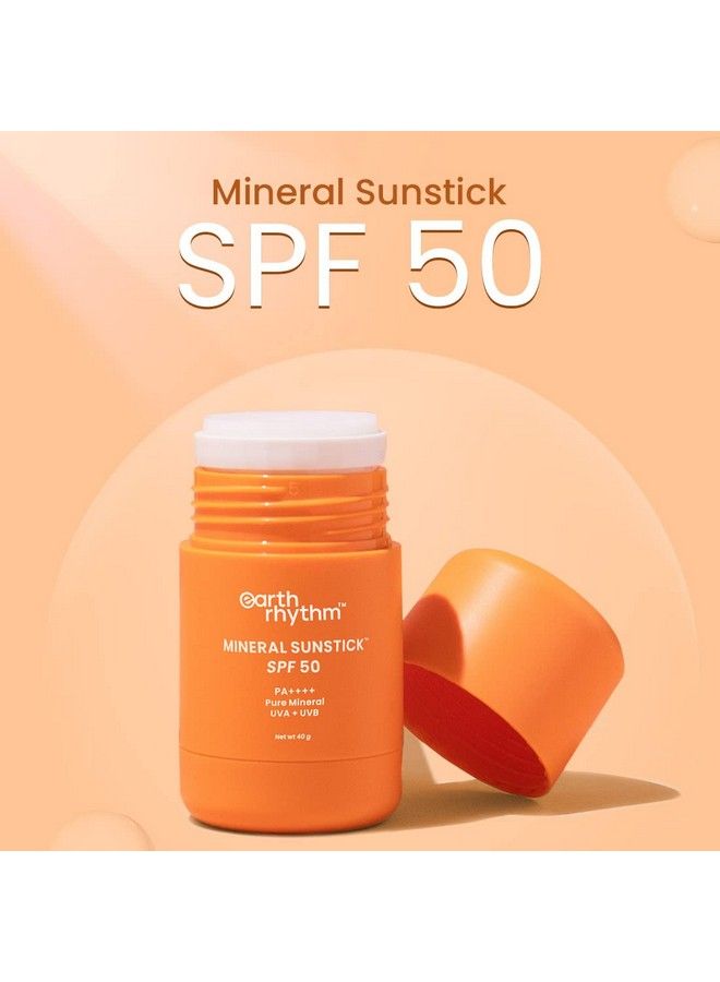 Sunstick Spf 50 Mineral Sunscreen Pa+++ ; Zero White Cast Water Resistant Acne Skin Friendly ; Uva Uvb Broad Spectrum Protection ; Men & Women 40 Grams