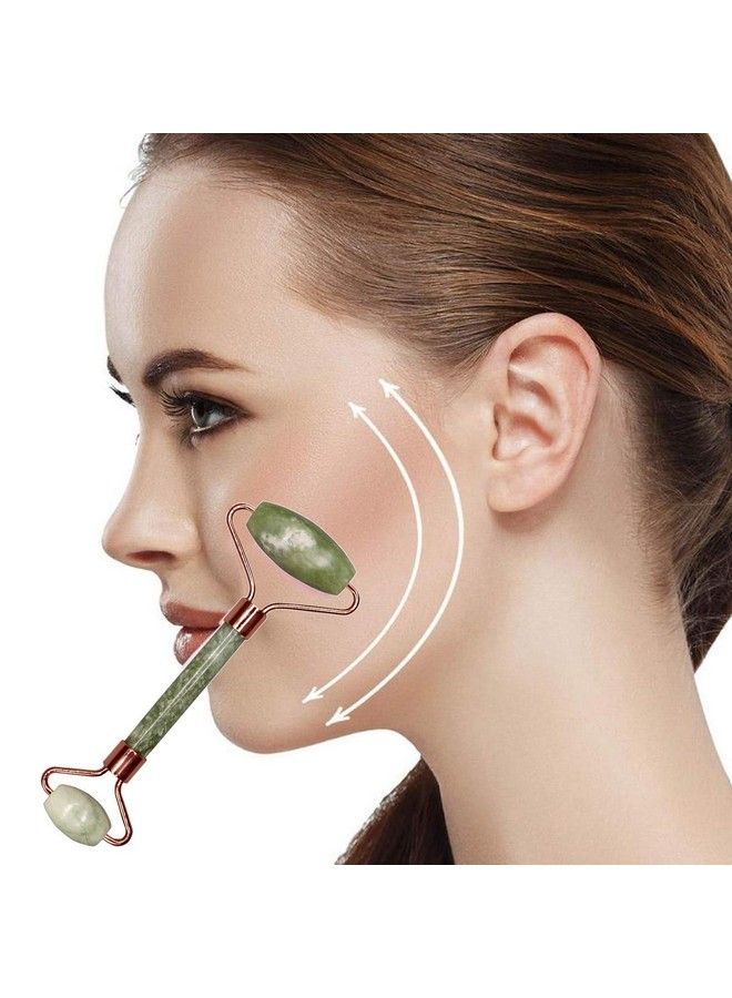 Ldjr3 Facial Massager Double Sided Face Roller Natural Jade Massage Stone Beauty Tool For Face Neck Toning Firming Serum Application (1Pc)