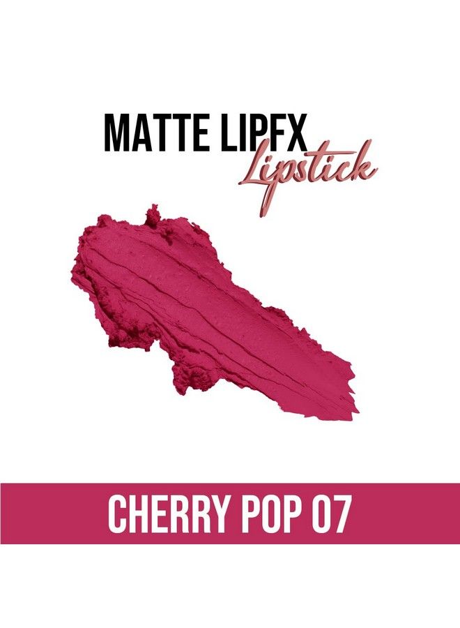 C2P Pro Lip Fx Matte Lipstick Long Lasting Pigmented Silky Smooth Creamy Matte Finish With Vitamin E Shea Butter For Hydration And Moisturization (3.5 Gm Cherry Pop 07)