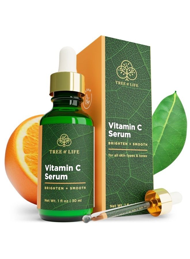 Tree of Life Vitamin C Serum for Face - 1 Fl Oz Skin Care Serums - Moisturizing Vitamin E for Brightening & Smoothing Dry Skin, Anti-Aging, Wrinkles & Dark Spot, Sensitive Skin - Dermatologist-Tested