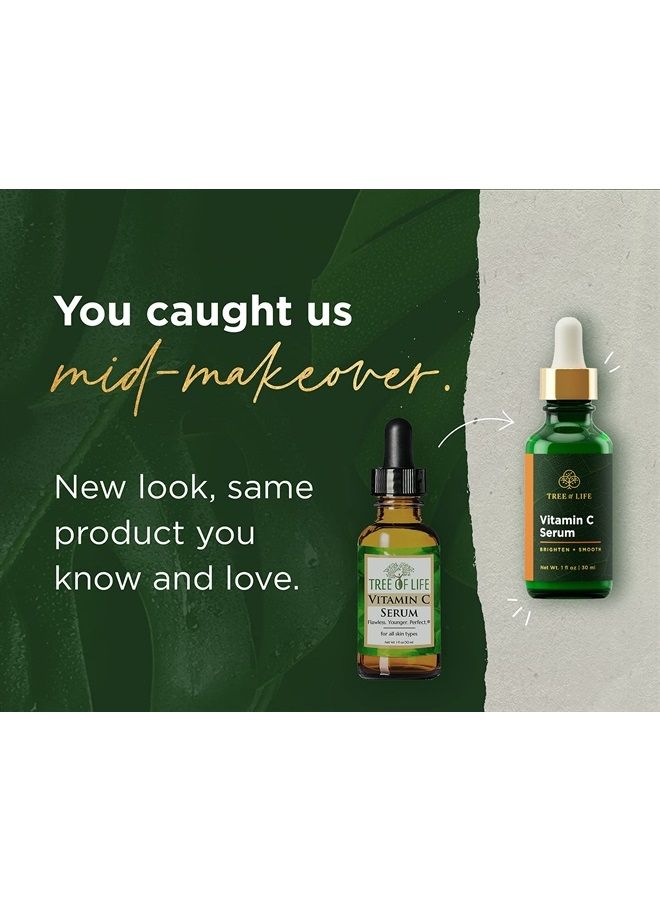 Tree of Life Vitamin C Serum for Face - 1 Fl Oz Skin Care Serums - Moisturizing Vitamin E for Brightening & Smoothing Dry Skin, Anti-Aging, Wrinkles & Dark Spot, Sensitive Skin - Dermatologist-Tested