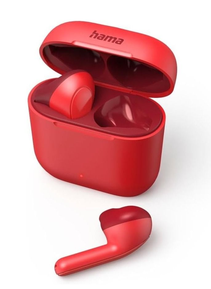 Hama 184075 Freedom Light Bluetooth True Wireless Earbuds, Red