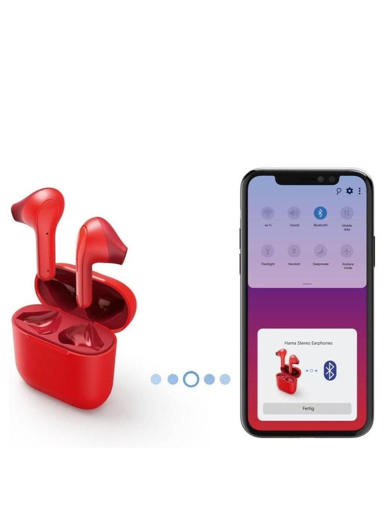 Hama 184075 Freedom Light Bluetooth True Wireless Earbuds, Red