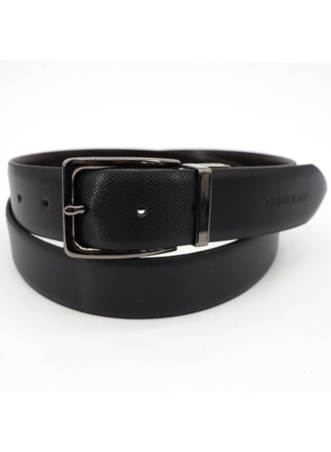Gai Mattiolo Men’s Reversible Leather Belt – Double-Face Black/Brown or Black/Blue – 35mm Wide Italian Calf Leather Belt