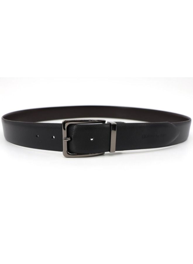 Gai Mattiolo Men’s Reversible Leather Belt – Double-Face Black/Brown or Black/Blue – 35mm Wide Italian Calf Leather Belt